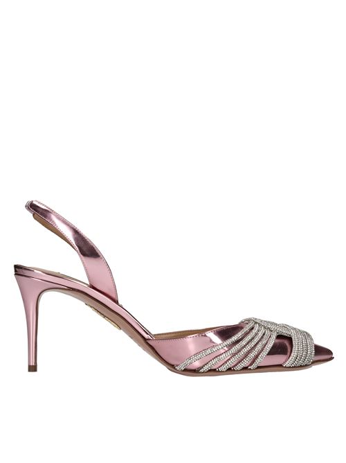 Décolleté slingback in ecopelle e strass AQUAZZURA | GATSBY SLING 75PETAL ROSA
